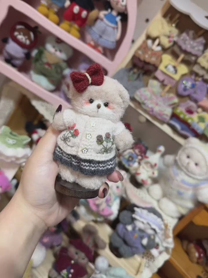 Hand-Knit Silver Bear