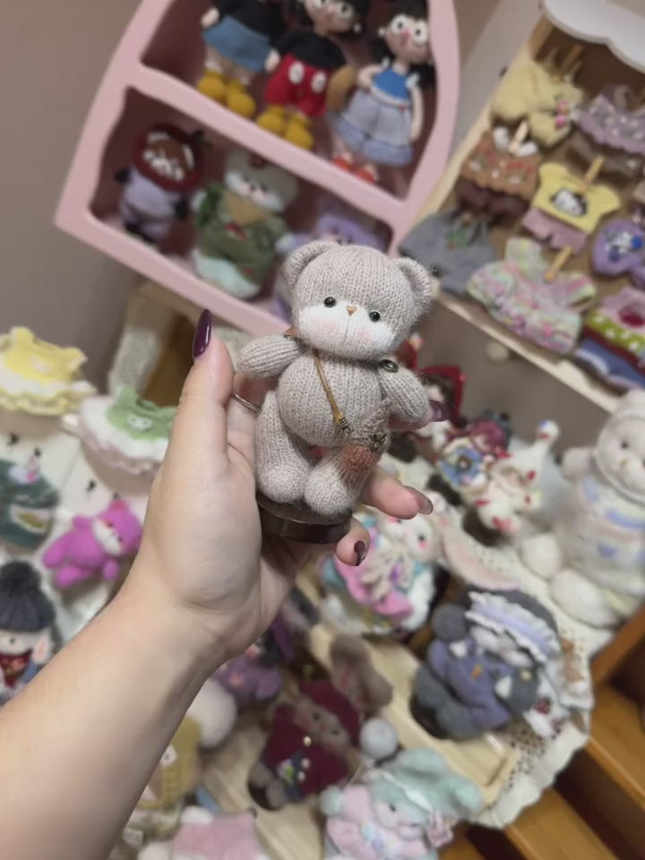 Hand-Knit Silver Bear