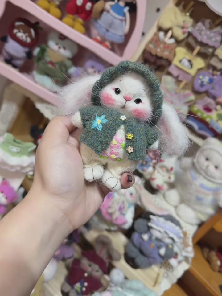 Hand-Knit White Bunny